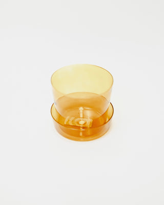 Amber Glass Pot with Saucer