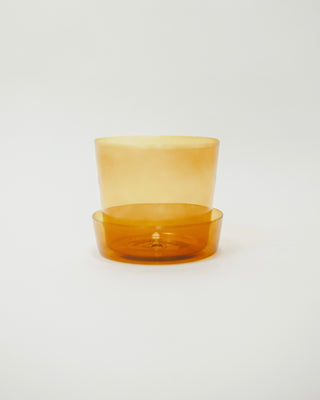 Amber Glass Pot with Saucer